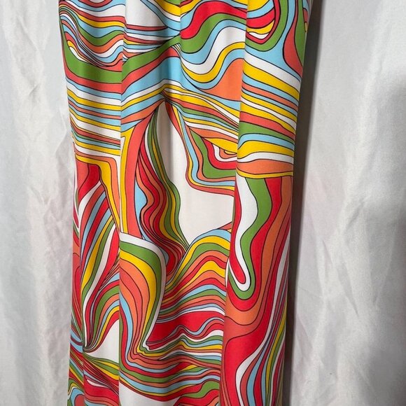 Jude Connally Psychedelic Swirl Halter Dress Keyhole A-Line S - Picture 9 of 15